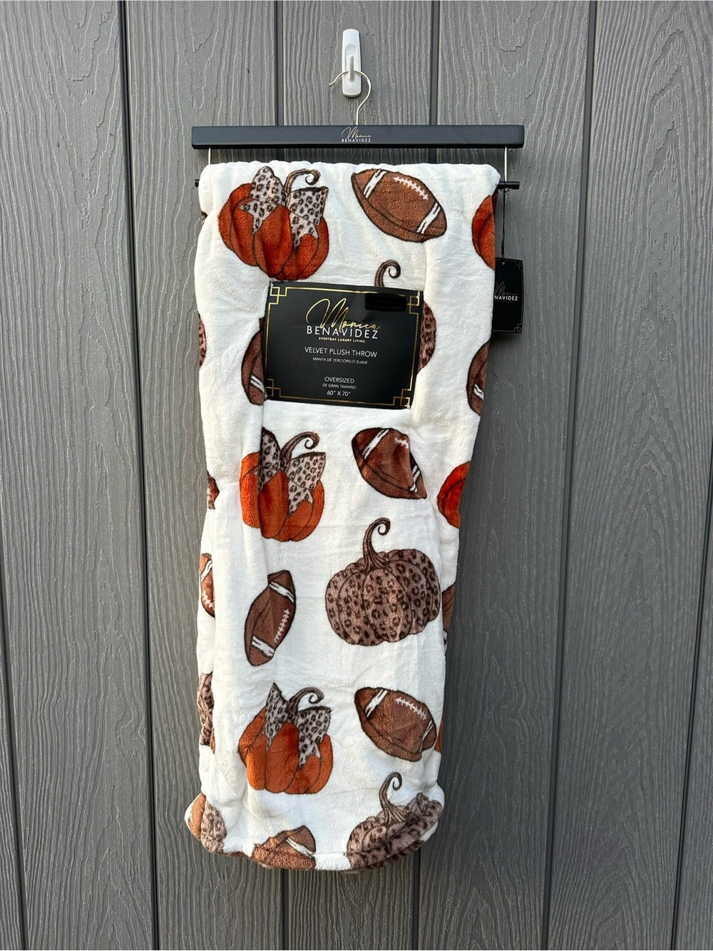 Leopard Pumpkins & Football - Plush Throw Blanket NWT